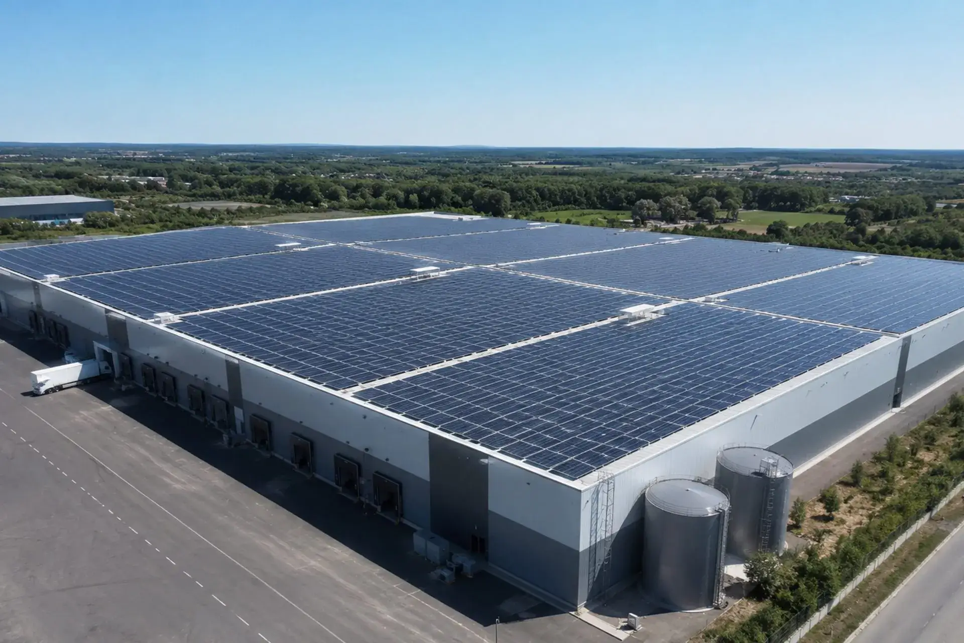 Centrale photovoltaïque sur le toit d'un bâtiment professionnel