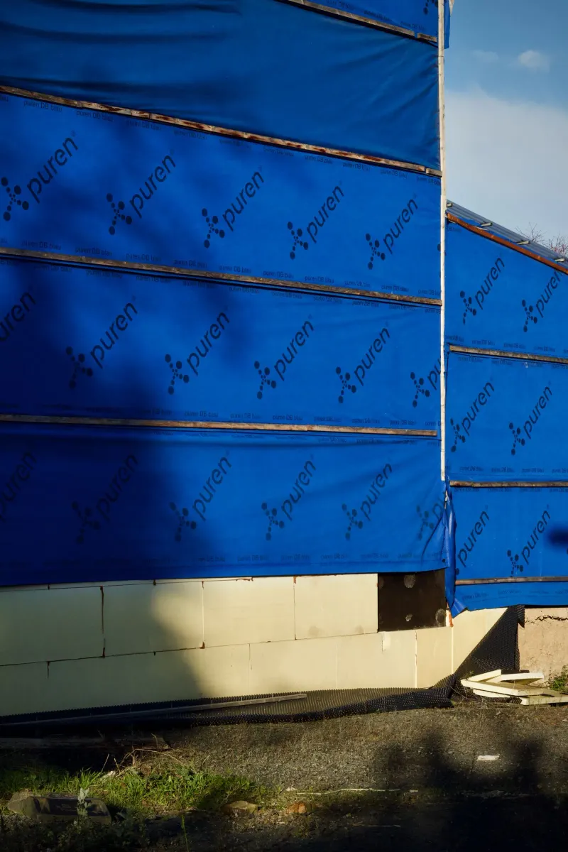 Chantier d'isolation extérieure ITE