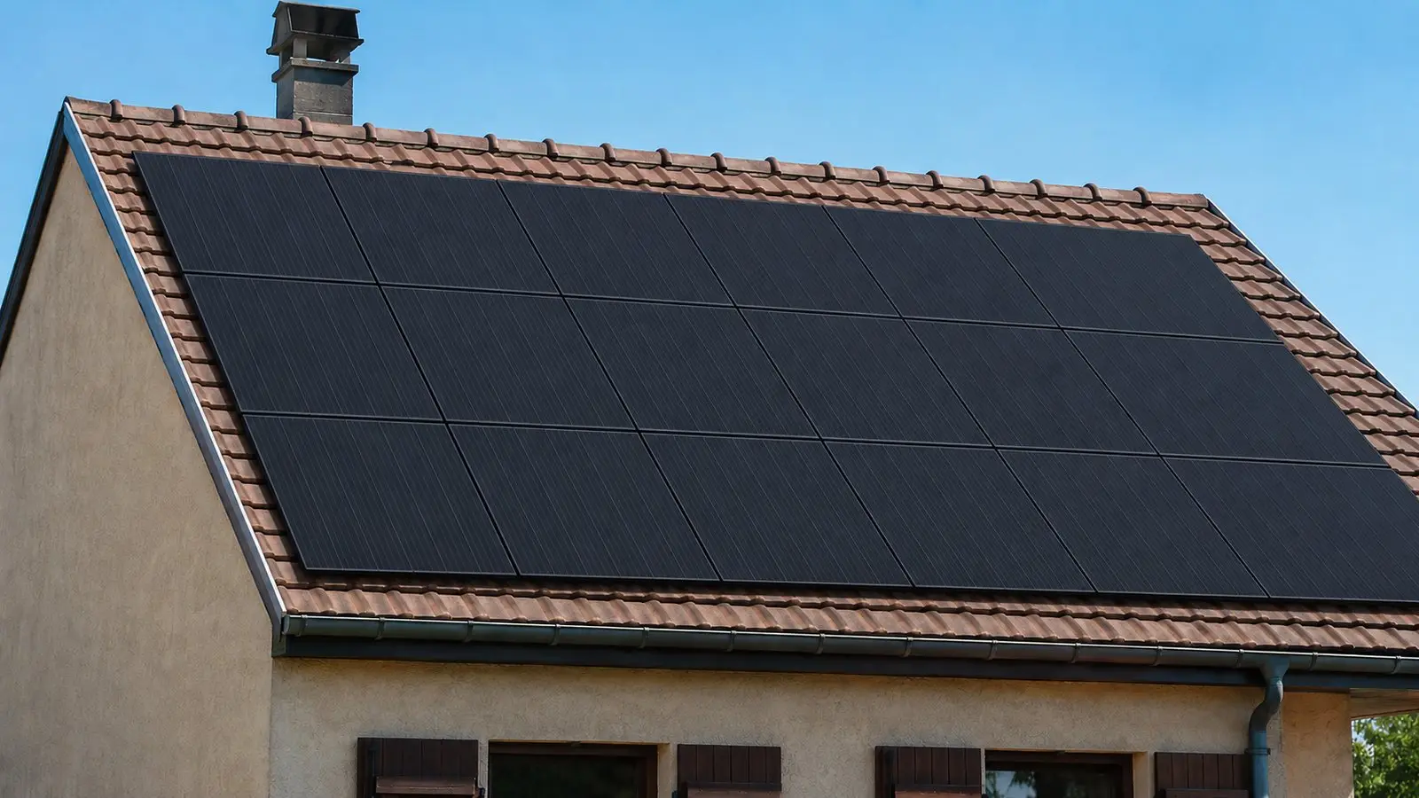 Toiture équipée de panneaux photovoltaïques